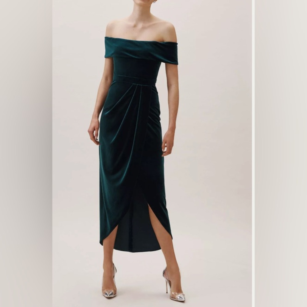 BHLDN Edison Emerald Green Velvet Dress NWT Anthropologie